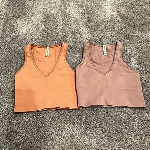 2 cropped athleta tanks- cropped to mid torso length
